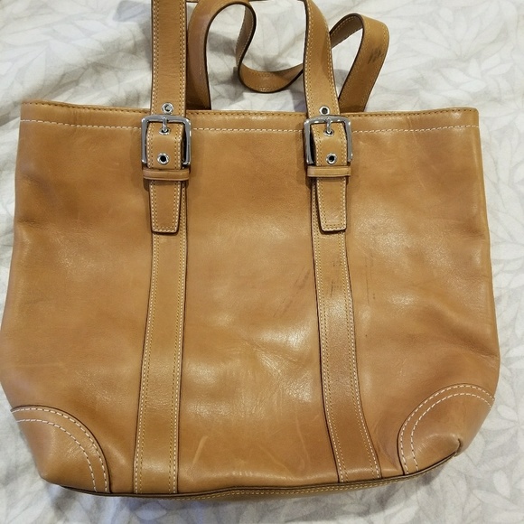 Authentic Coach Hampton Camel Brown Leather Bag - Picture 6 of 8